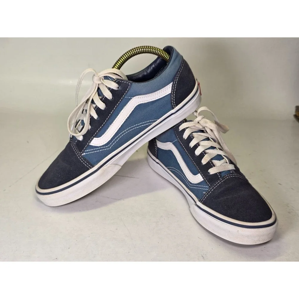 VANS Old Skool‎ Juniors Sneakers Size 6 Navy Blue White Skate Suede Canvas Shoes